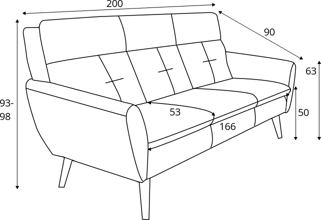 Sofa 3-osobowa Scandic bez funkcji spania