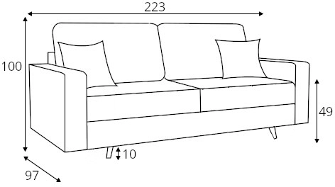 Elegantní 3-místná pohovka pro každodenní spaní s mechanismem rozkládání typu DL a úložným prostorem na lůžkoviny Lorisa 