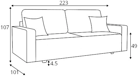 Sofa 3-osobowa Pelino z funkcją spania DL i pojemnikiem na pościel