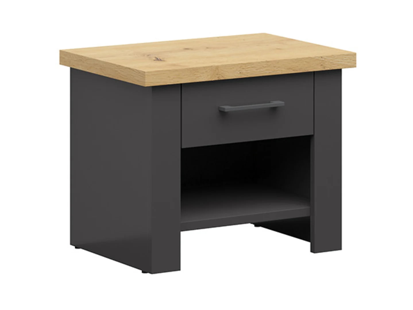 

Moderní noční stolek se zásuvkou a otevřeným výklenkem do ložnice Locarno - Black Red White - BRW