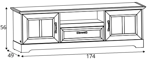 Praktyczna szafka RTV z szufladą i drzwiami do salonu Self Liana