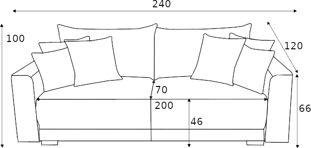 Sofa 3-osobowa Astis z funkcją spania typu DL i pojemnikiem na pościel