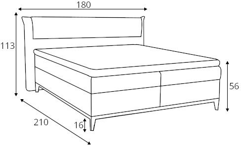Łóżko kontynentalne Aling 160x200 z dwoma pojemnikami na pościel