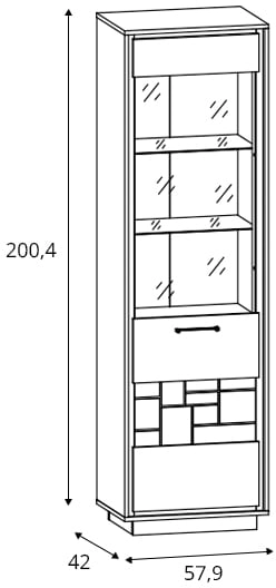 Vysoká jednodveřová vitrína do obývacího pokoje Pont