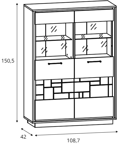 Nízká dvoudveřová vitrína do obývacího pokoje Pont