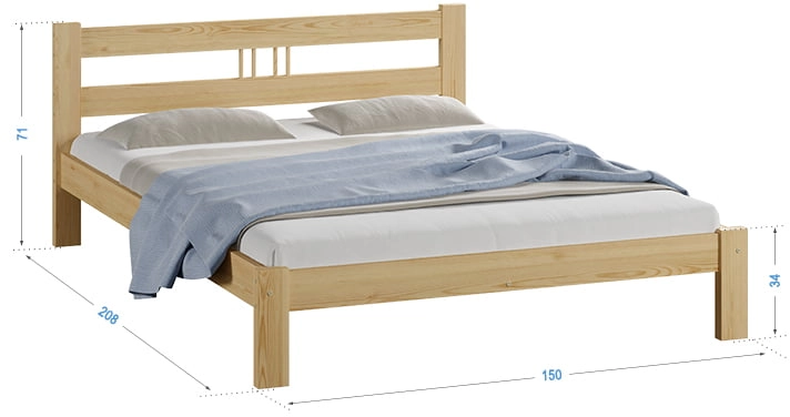 Łóżko drewniane sosnowe Nikola 140x200 na nóżkach