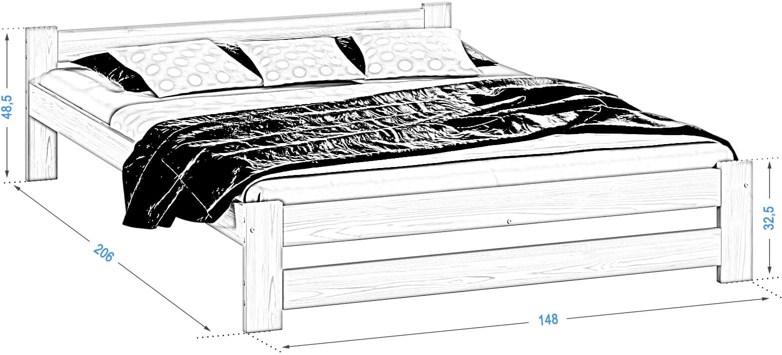 Łóżko drewniane sosnowe Inter 140x200 nielakierowane