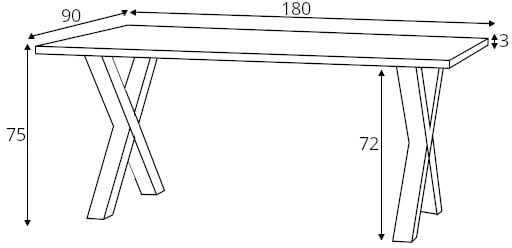 Stół dębowy z noga X 180x90 Tablo 