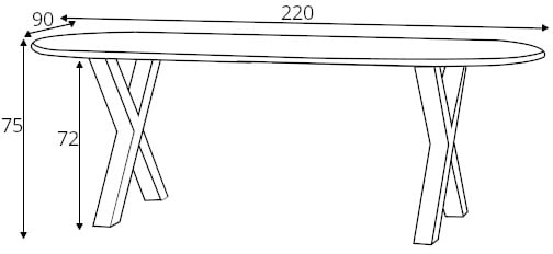 Stół dębowy z okrągłym blatem i nogą X 220x90 Tablo