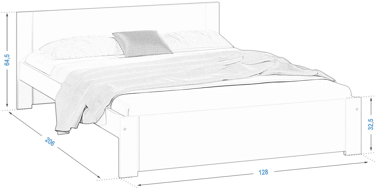 Łóżko drewniane sosnowe DMD9 120x200 z wysokim zagłówkiem 