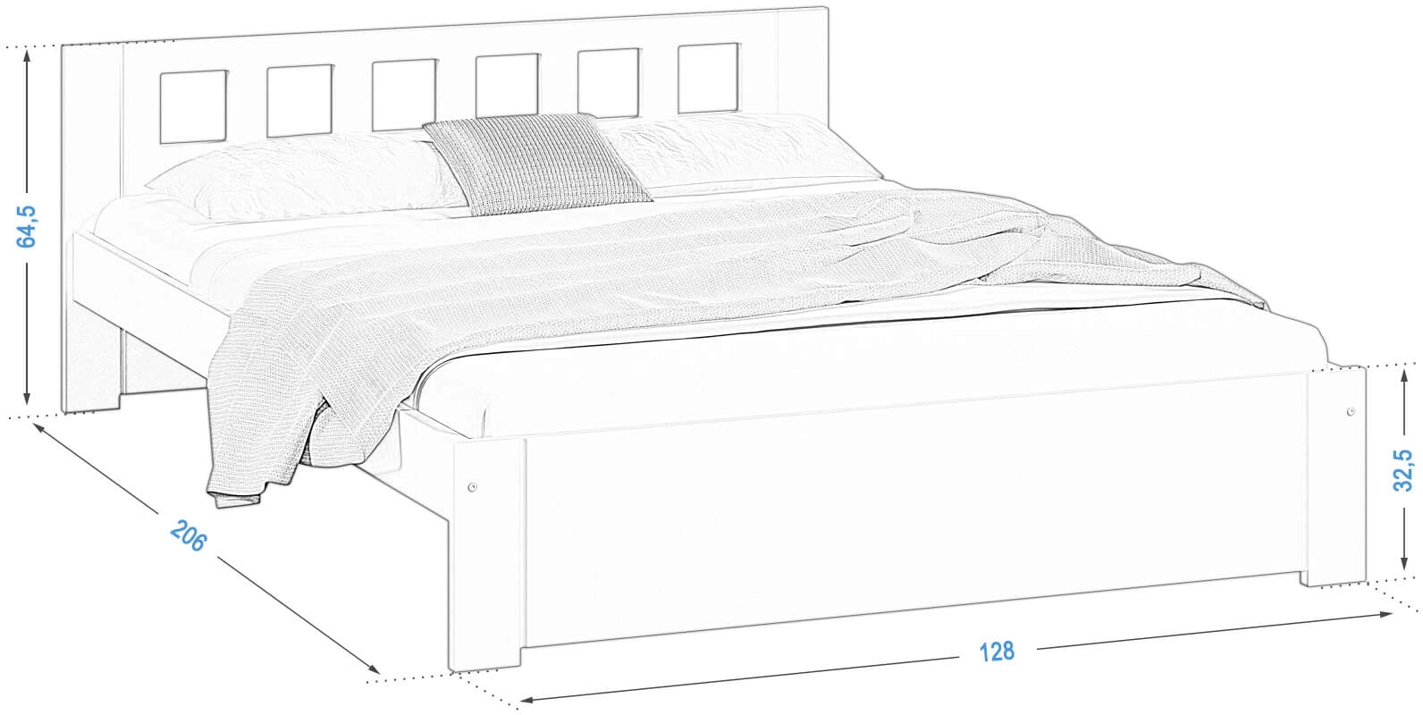 Łóżko drewniane sosnowe DMD8 120x200 z wysokim zagłówkiem 