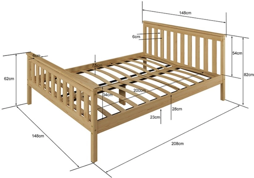Borovicová dřevěná postel Alion 140x200