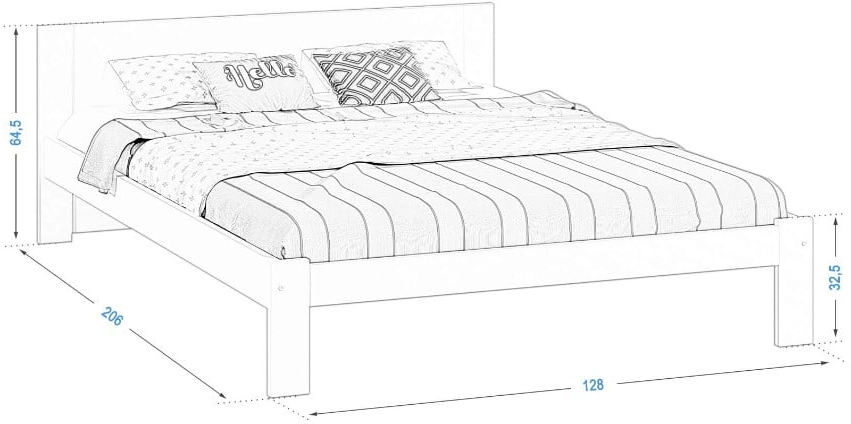 Łóżko drewniane sosnowe DMD5 120x200 z wysokim zagłówkiem