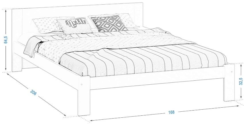 Łóżko drewniane sosnowe DMD5 160x200 z wysokim zagłówkiem
