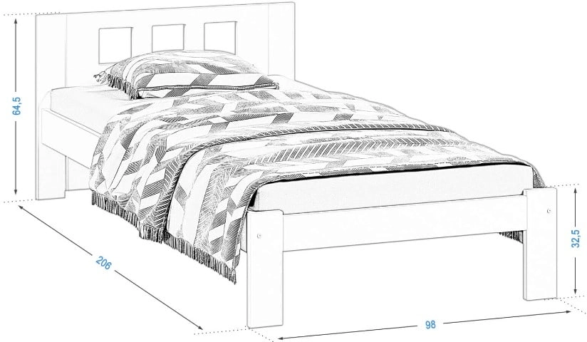 Łóżko drewniane sosnowe DMD4 90x200 z wysokim zagłówkiem