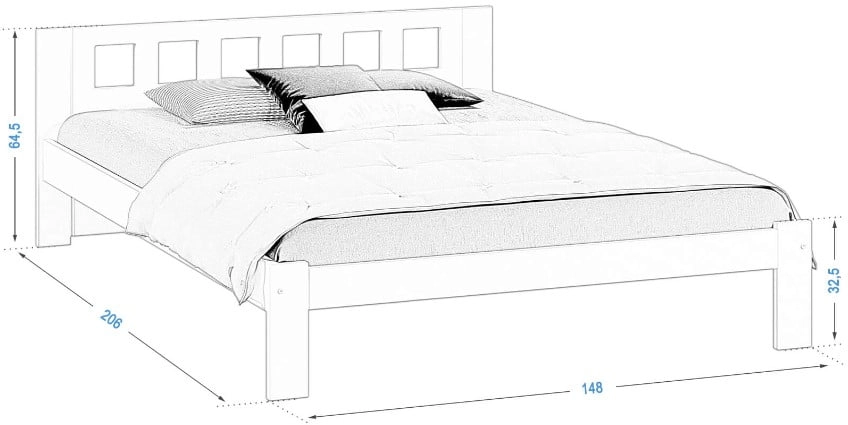 Łóżko drewniane sosnowe DMD4 140x200 z wysokim zagłówkiem