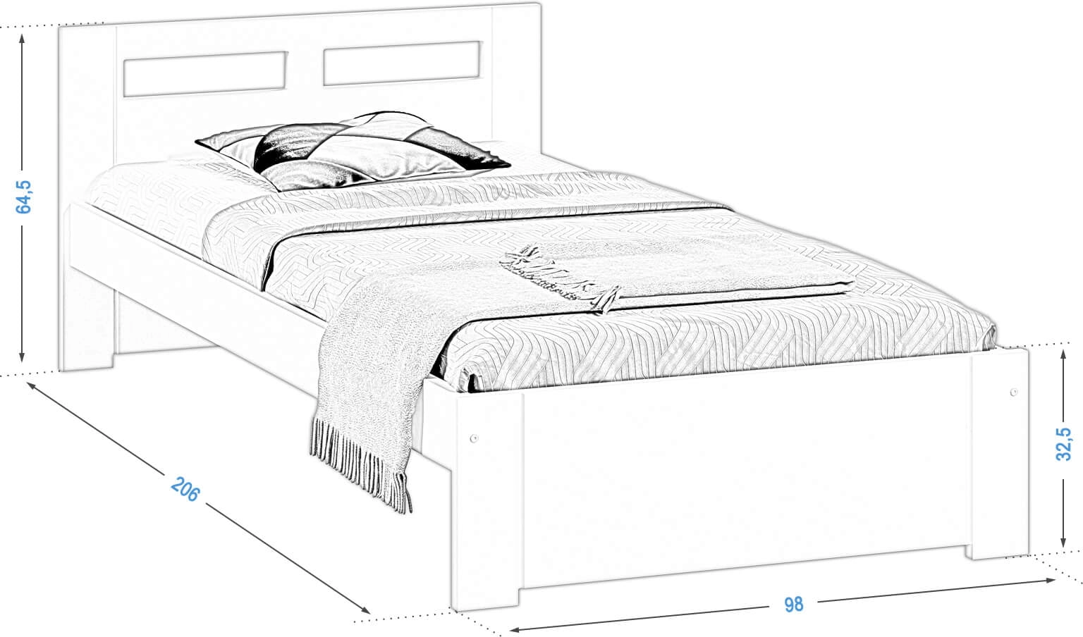 Łóżko drewniane sosnowe DMD6 90x200 ze stelażem
