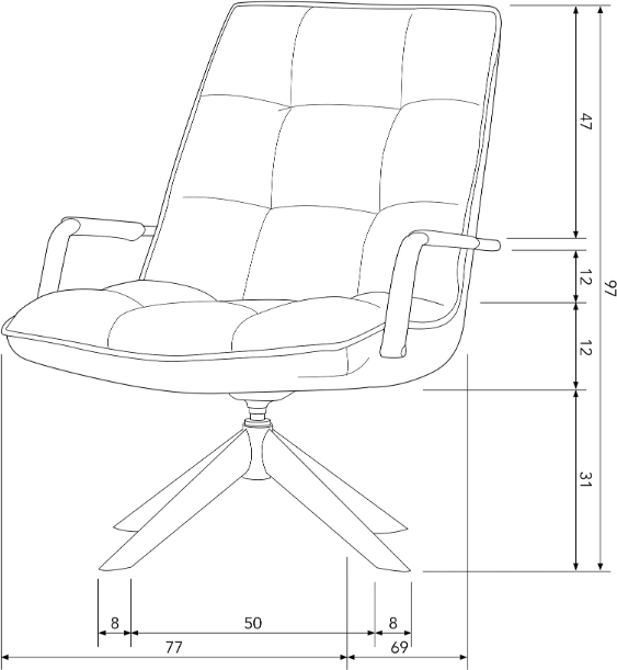Fotel obrotowy z podłokietnikami Jouke - wersja koniak