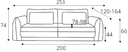 Sofa 3-osobowa Mojave z funkcją spania typu DL i pojemnikiem