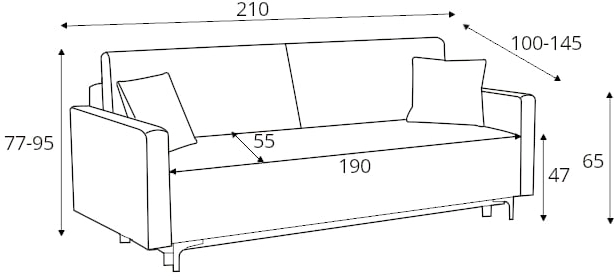 Sofa 3-osobowa Magnolia z funkcją spania typu DL i pojemnikiem