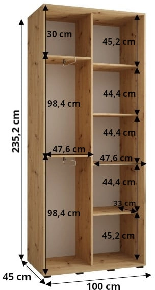 Szafa przesuwna Davos 1 100 45 cm głębokości 
