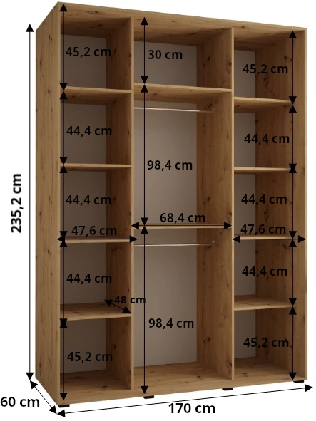 Szafa przesuwna Davos 2 170 60 cm głębokości 