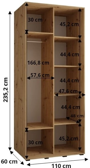 Šatní skříň s posuvnými dveřmi Davos 1, 110, hloubka 60 cm