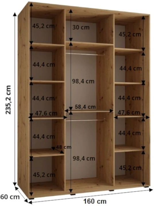 Szafa przesuwna Davos 4 160 60 cm głębokości 