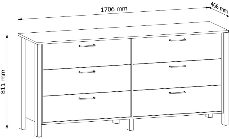 Komoda Indygo z 6 szufladami