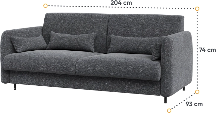 Sofa 180 do półkotapczanu BC-13 tk. grafitowa
