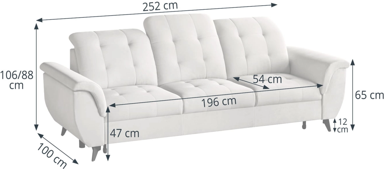 Trzyosobowa sofa Doria rozkładana 