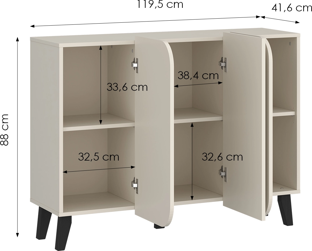 Třídveřová komoda Smooth Edge
