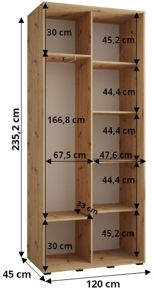 Szafa przesuwna z lustrem wysoka Davos 3 120 głębokość 45 cm