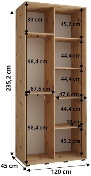 Szafa przesuwna z lustrem wysoka Davos 3 120 głębokość 45 cm