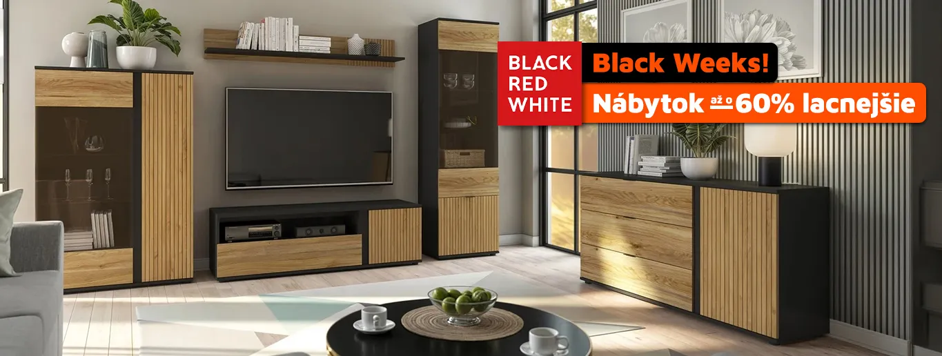 Black Weeks! Nábytok Black Red White lacnejšie až o 60 %