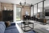 Dvoudveřová vitrína se zásuvkou na kovových rámech do obývacího pokoje Avorio 120 Black