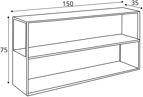 Prostorný kovový regál do obývacího pokoje Hyller Side 150x75