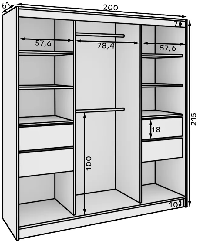 Šatní skříň Ida 200 cm