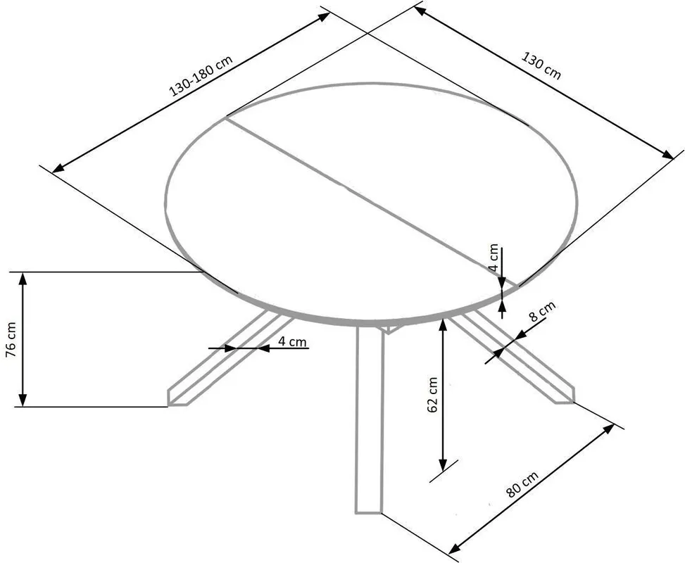 Rozkladací stôl Vertigo 130 cm