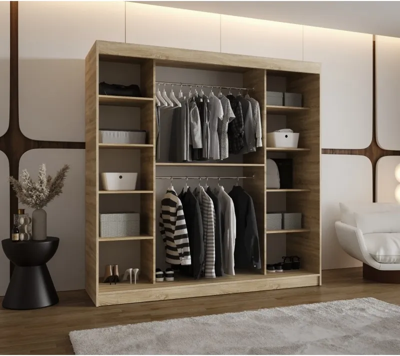 Šatní skříň s posuvnými dveřmi se zrcadlem Royal 200 cm