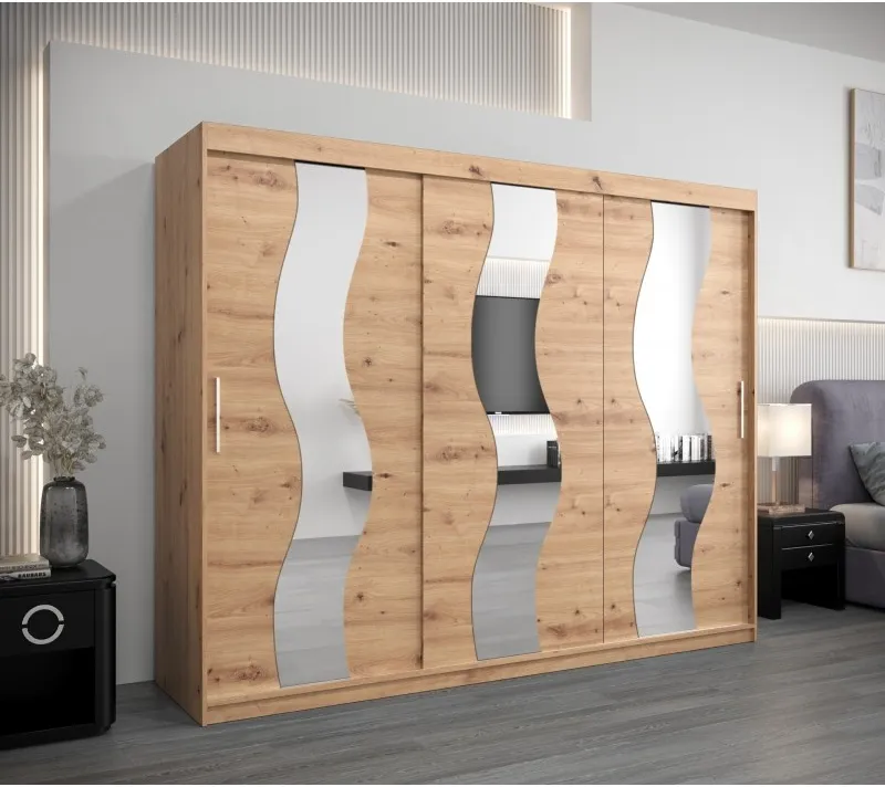 Šatní skříň s posuvnými dveřmi se zrcadlem Sewilla 250 cm