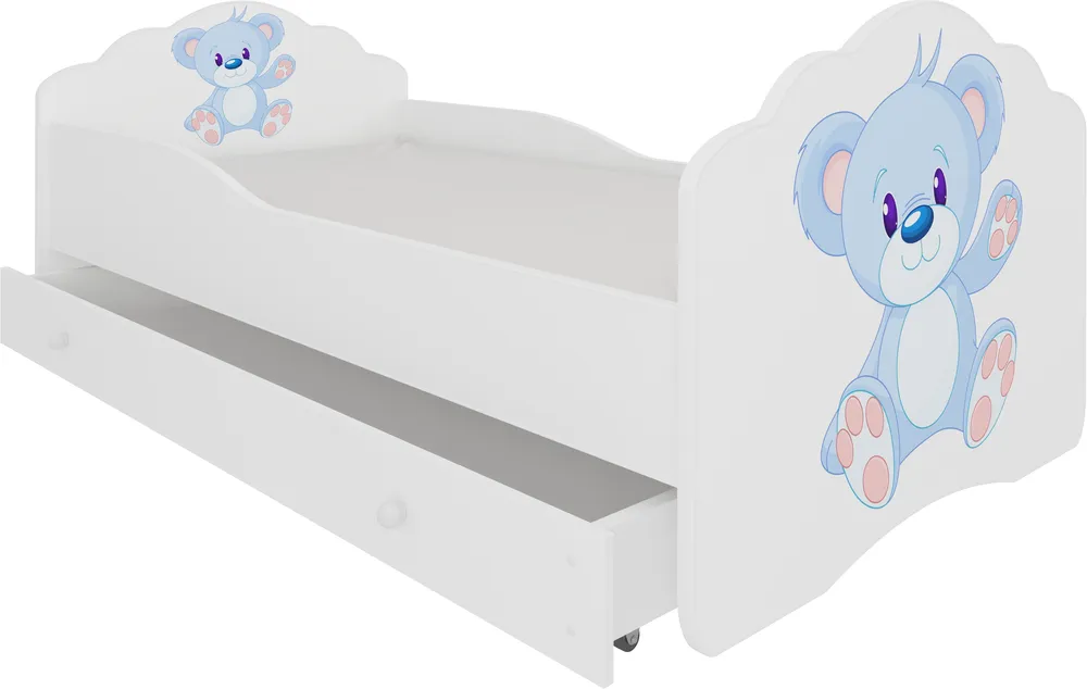 Postel s matrací a zásuvkou Casimo Blue Bear 140