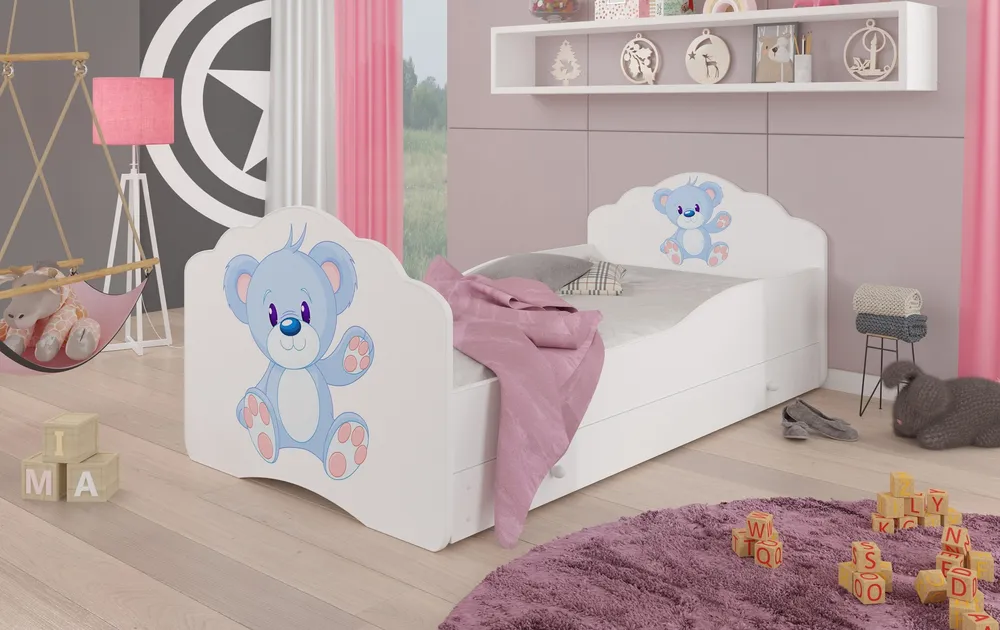 Postel s matrací a zásuvkou Casimo Blue Bear 140