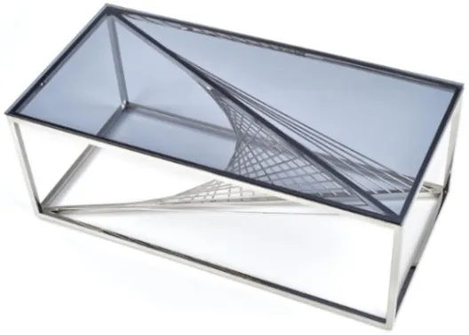 Infinity konferenční stolek do obývacího pokoje kouřové sklo-stříbrný