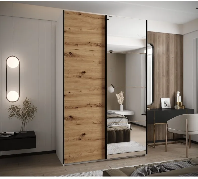 Šatní skříň s posuvnými dveřmi se zrcadlem Lux 3 160