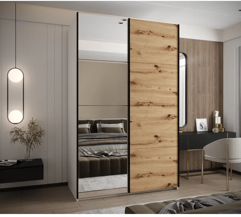 Šatní skříň s posuvnými dveřmi se zrcadlem Lux 3 160