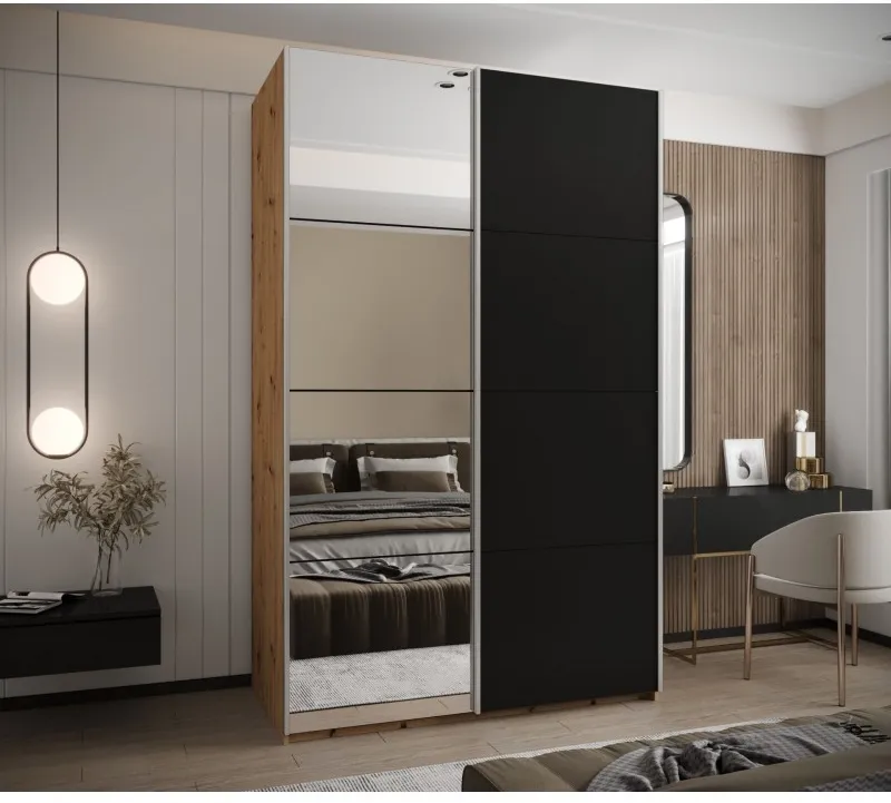 Šatní skříň s posuvnými dveřmi se zrcadlem Lux 3 160