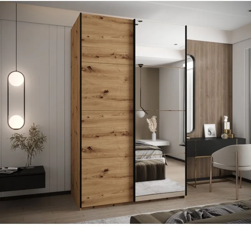 Šatní skříň s posuvnými dveřmi se zrcadlem Lux 3 160