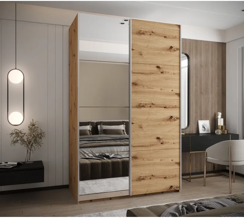 Šatní skříň s posuvnými dveřmi se zrcadlem Lux 3 160