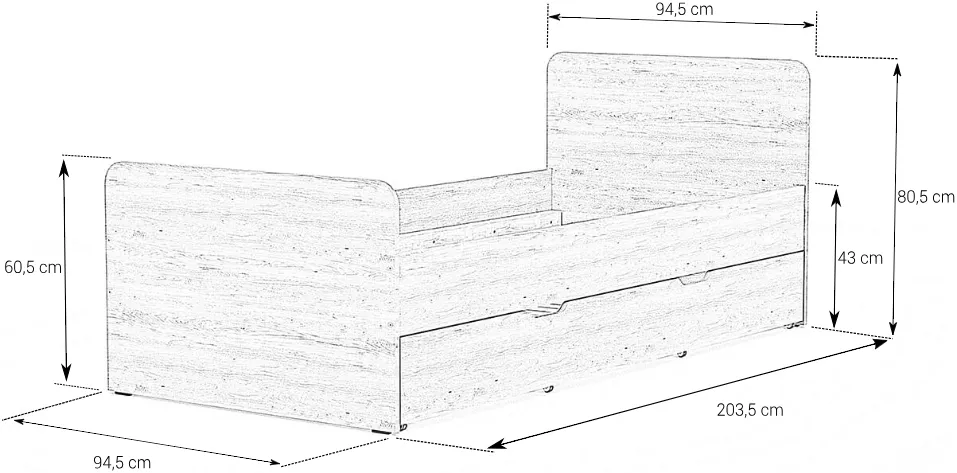 Postel 80221 (100x200) s dodatečným výsuvným roštem
